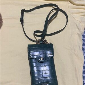 Nine West Teal Crocodile-Embossed Crossbody Bag